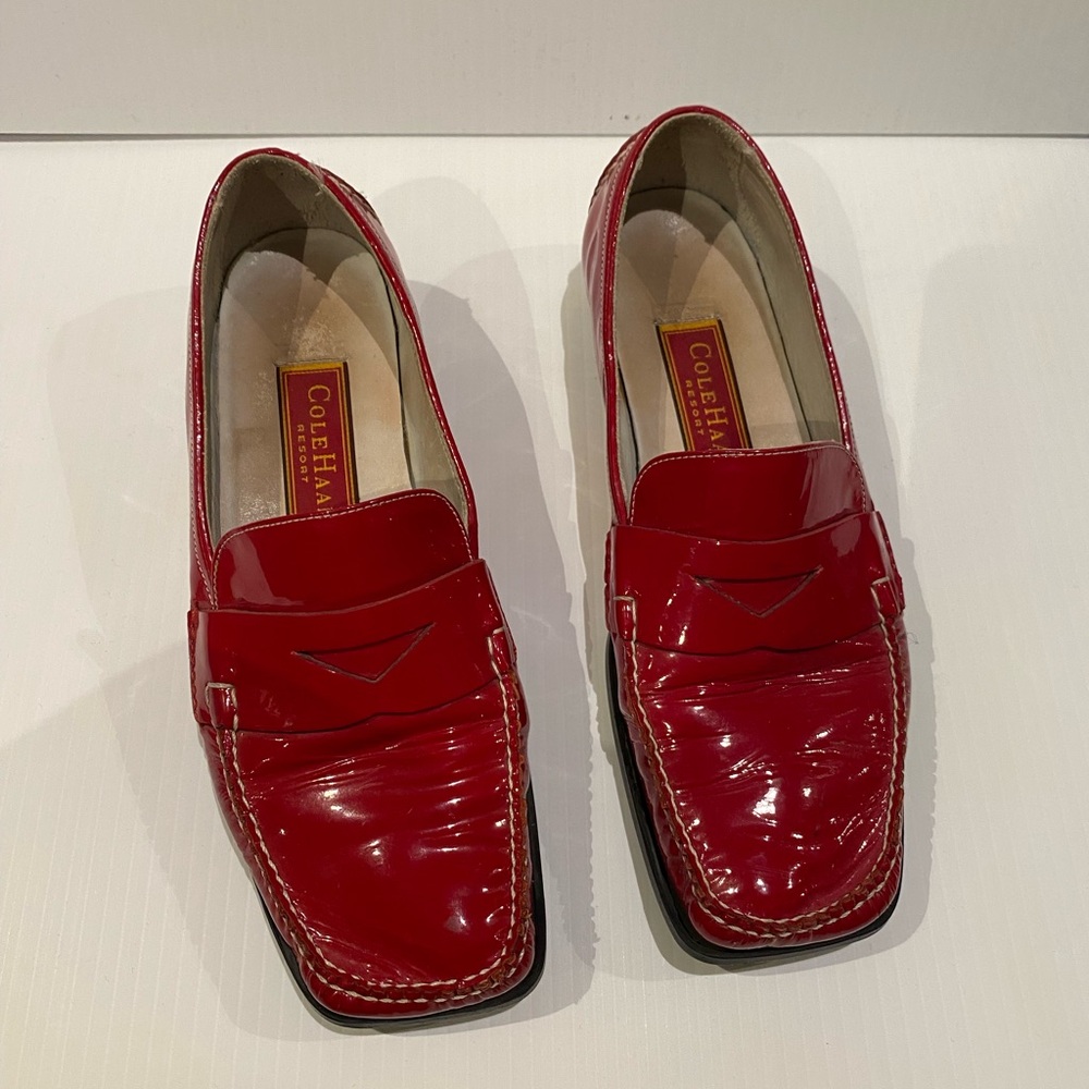 Cole Haan red patent leather loafers